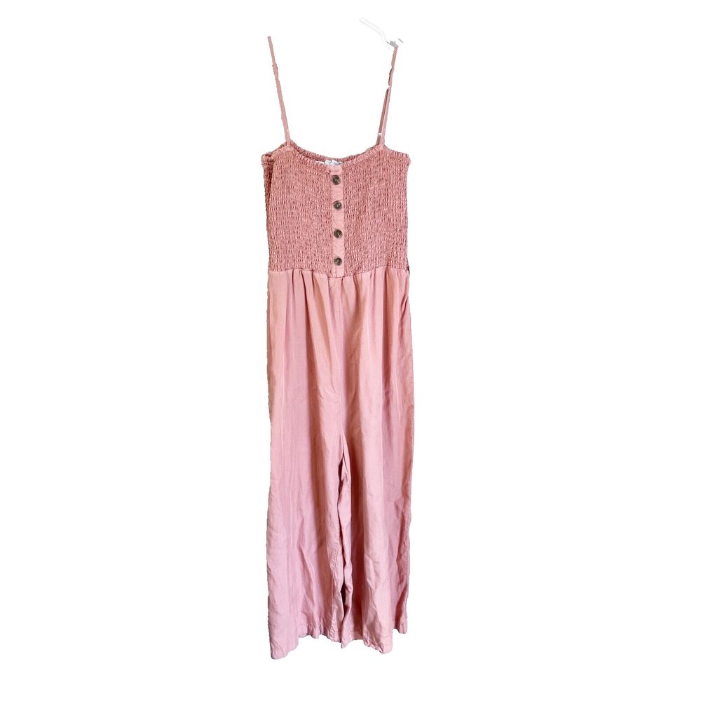 Love Tree Womens Dusty Pink Jumpsuit Medium Sleeveless Culotte Smocked